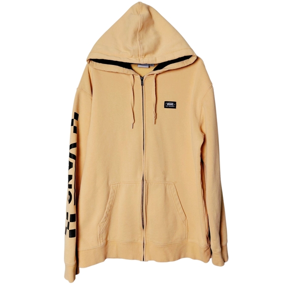 Vans Off The Wall Yellow Hoodie with Logo, Pockets & Zipper Opening Size XL - Picture 1 of 7